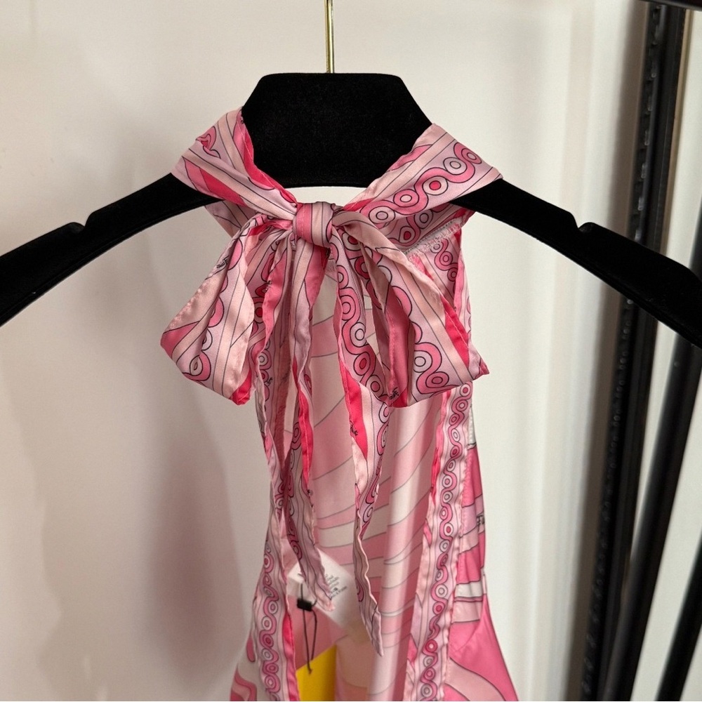 Emilio Pucci Pink Halter-Neck Backless Tank Top Y2K Resort - Picture 4 of 8